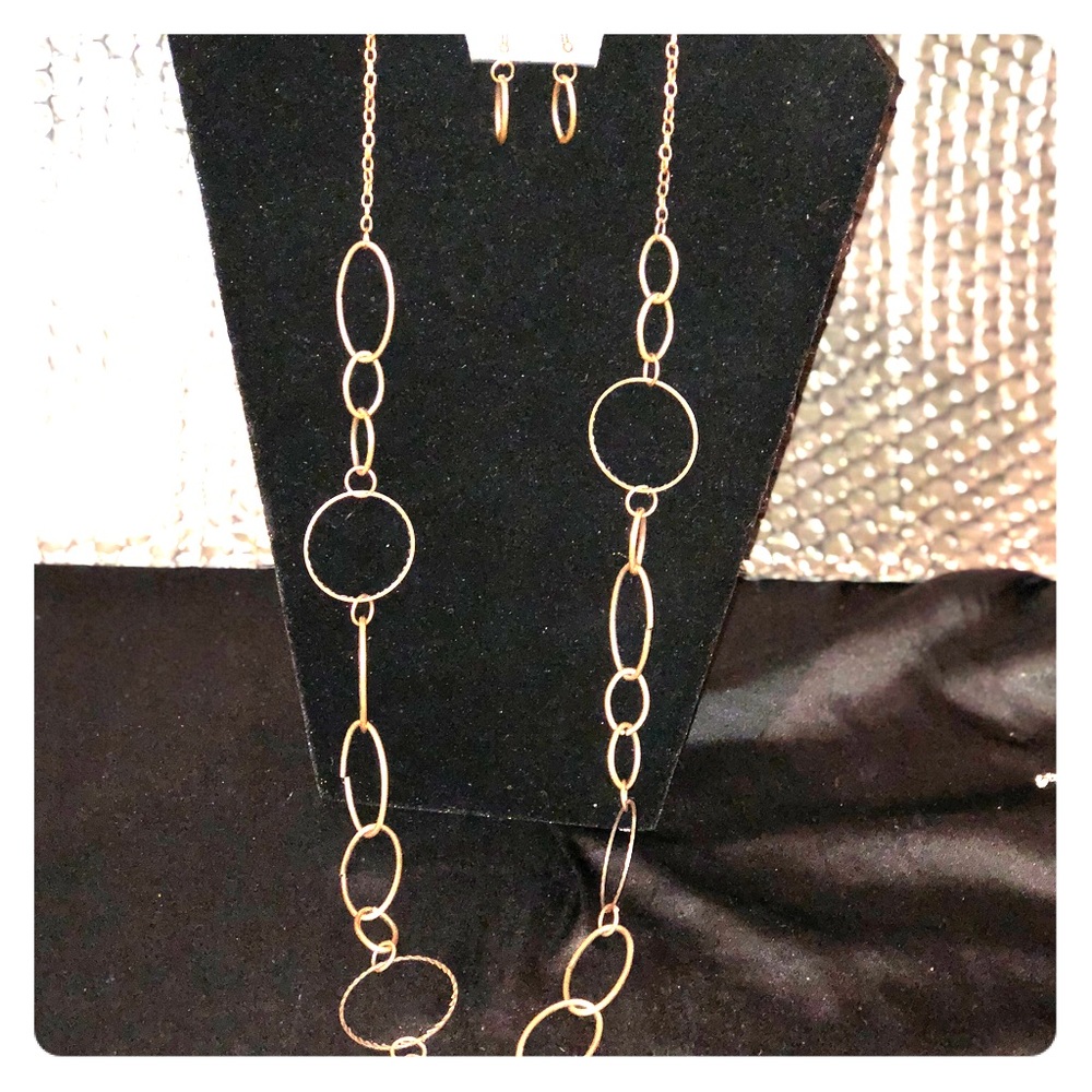 YELLOW BRASS ADJUSTABLE NECKLACE & EARRINGS 💍🛍